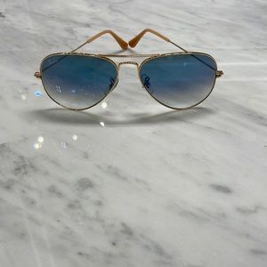 Ray-Ban aviator gradient sunglasses - light blue with polished gold.  With case.